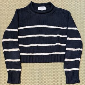 La Ligne Sakara Mini Marina Knit Sweater Navy Stripe 100% Cotton Women's Size S